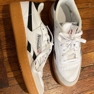 Reebok White and Black Sneakers with Gum Sole